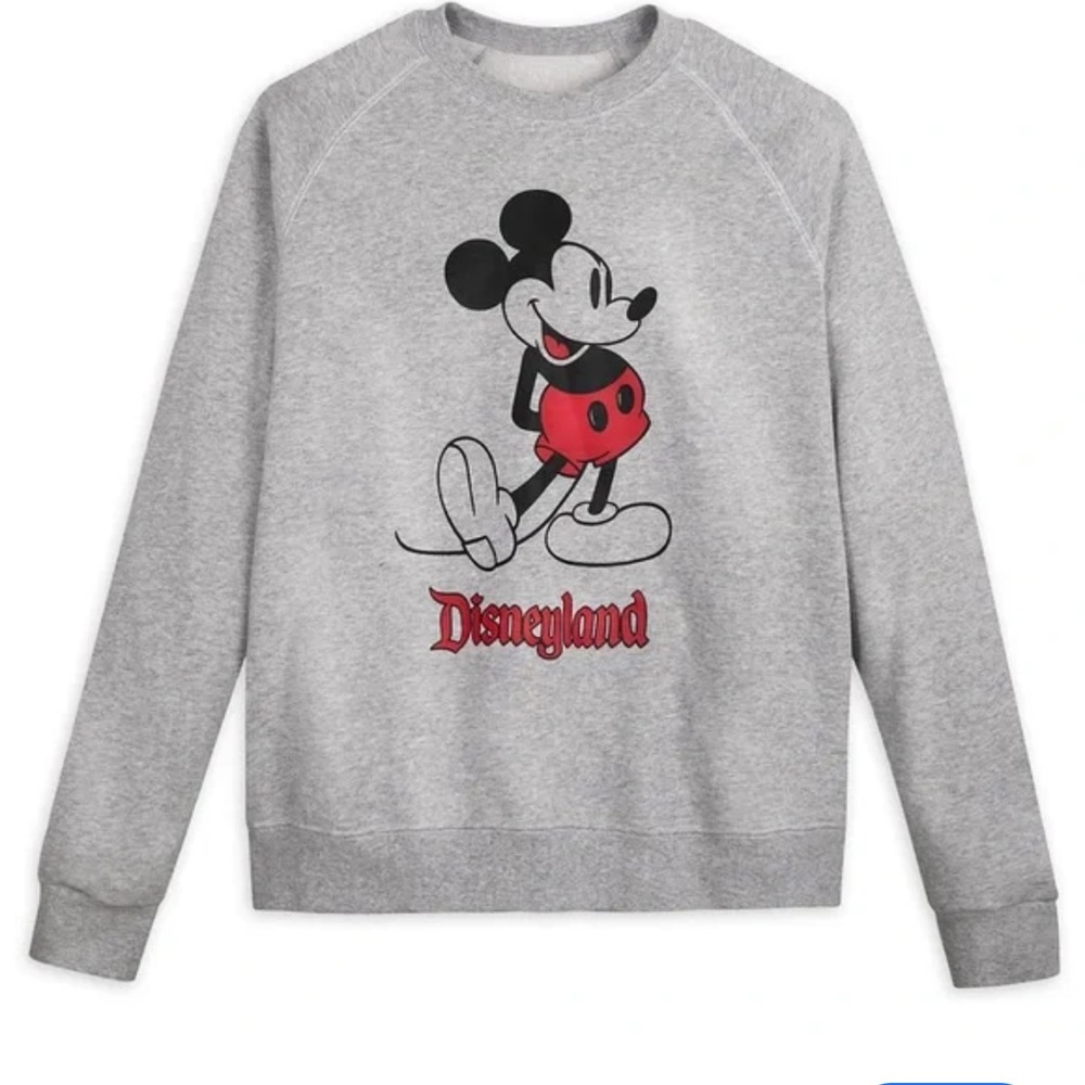 Disney Parks Gray Disneyland Mickey Mouse Standing crewneck Sweatshirt Sz XS
